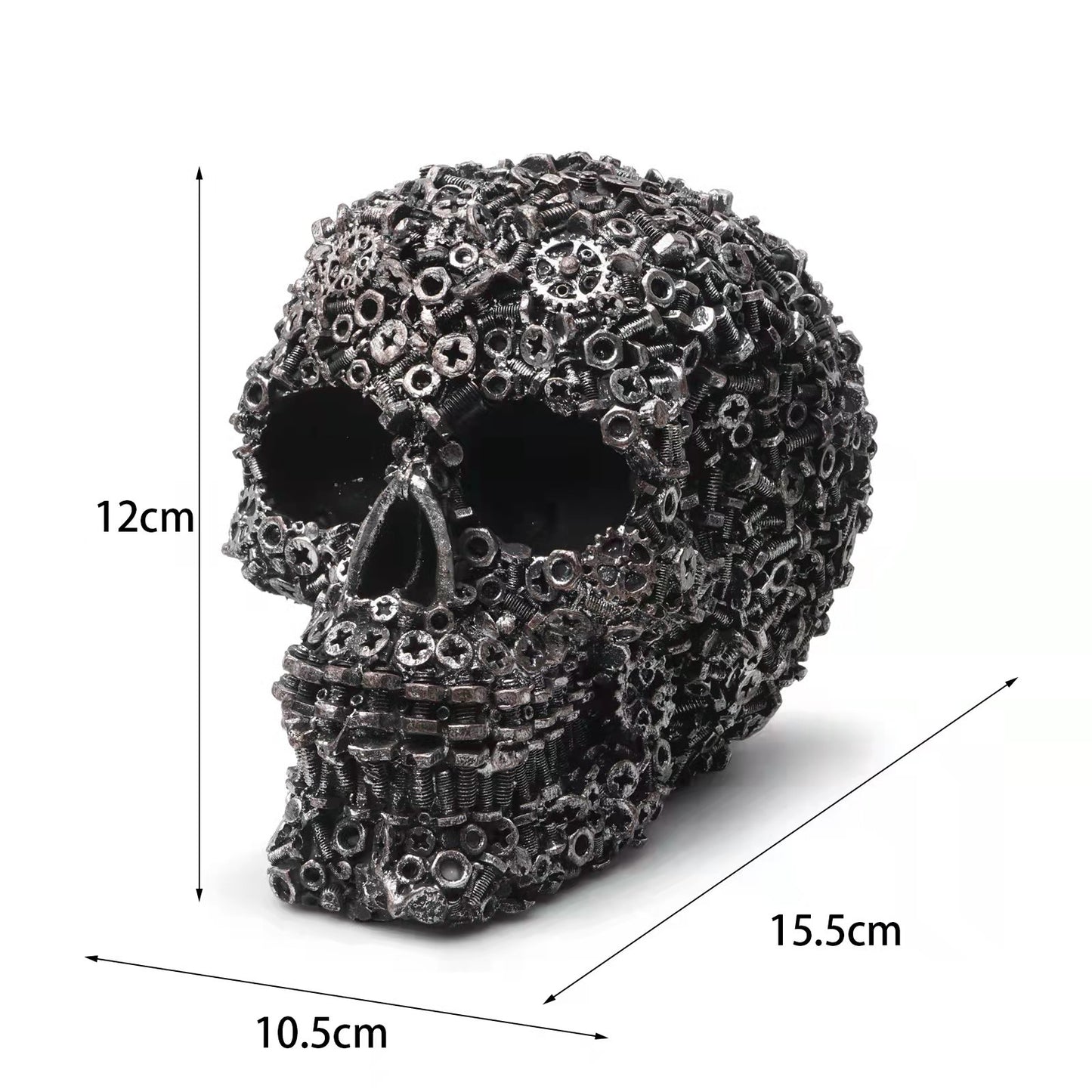 1pc, Resin Screw Gear Mechanical Style Skull Decorative Crafts Ornament Home Decor Statue Halloween Decoration Sculpture Skull Statue