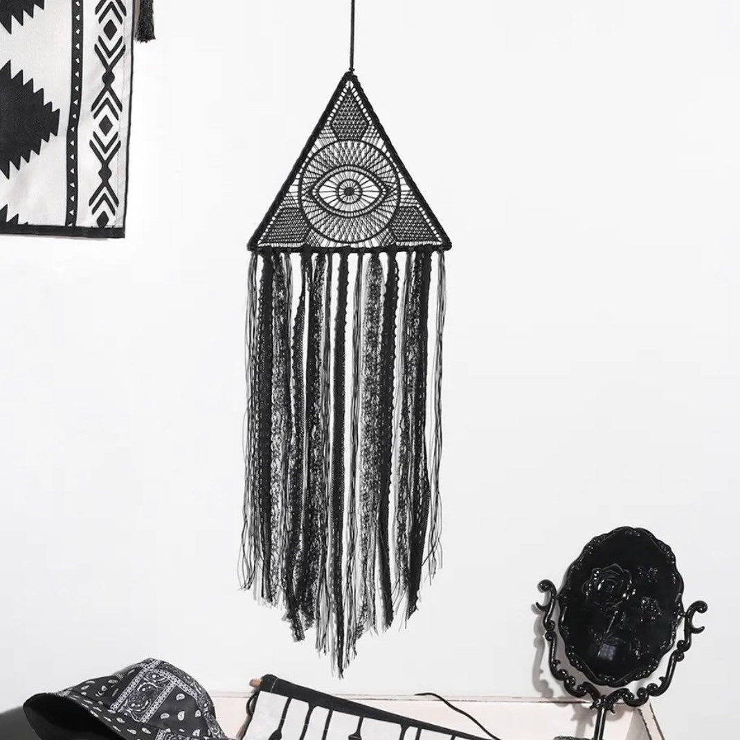1pc Halloween Dreamcatcher, Black Evil Eye Wall Hanging, Room Garden Dreamcatcher Decoration, Witch Bat Wall Decor, room Decor, home Decor