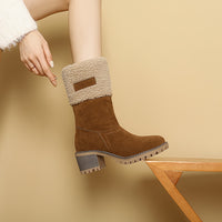 Women's Winter Snow Boots High Quality Anti-Slip Thick Insulated Fleece-Lined Slip-On with Plush Collar & Chunky Rubber Sole for Outdoor Cold Weather, Caramel Brown, Winter Boots