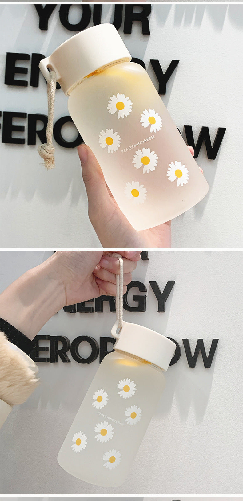 1pc Creative Daisy Frosted Plastic Water Bottle - 17.60oz Transparent Gift Bottle for Healthy Hydration