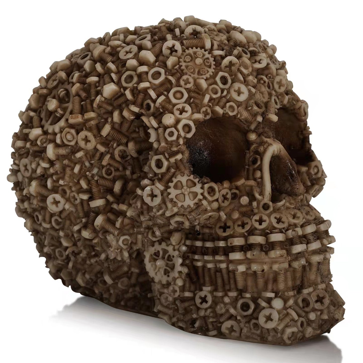 1pc, Resin Screw Gear Mechanical Style Skull Decorative Crafts Ornament Home Decor Statue Halloween Decoration Sculpture Skull Statue