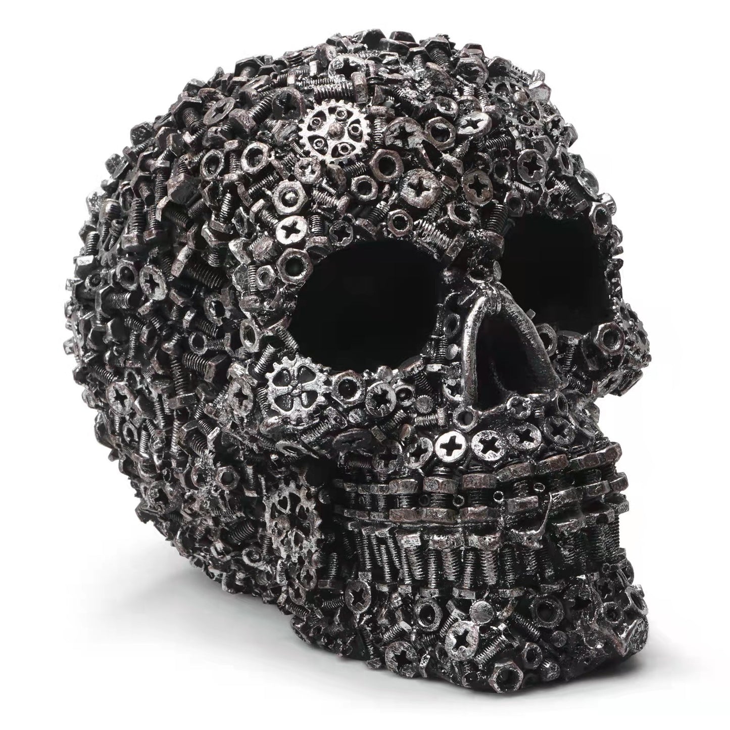 1pc, Resin Screw Gear Mechanical Style Skull Decorative Crafts Ornament Home Decor Statue Halloween Decoration Sculpture Skull Statue