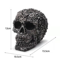 1pc, Resin Screw Gear Mechanical Style Skull Decorative Crafts Ornament Home Decor Statue Halloween Decoration Sculpture Skull Statue