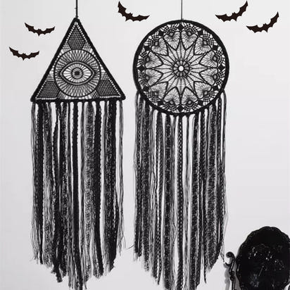 1pc Halloween Dreamcatcher, Black Evil Eye Wall Hanging, Room Garden Dreamcatcher Decoration, Witch Bat Wall Decor, room Decor, home Decor