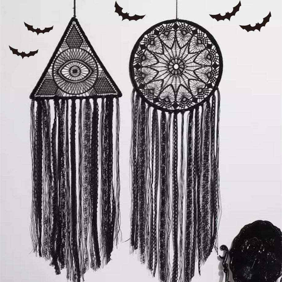 1pc Halloween Dreamcatcher, Black Evil Eye Wall Hanging, Room Garden Dreamcatcher Decoration, Witch Bat Wall Decor, room Decor, home Decor