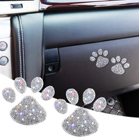 Sparkling Dog Paw Print Rhinestone Car Decal - Multicolor Glass Bling Sticker for Vehicle Interior, Fits Various Models, Cute Car Accessories