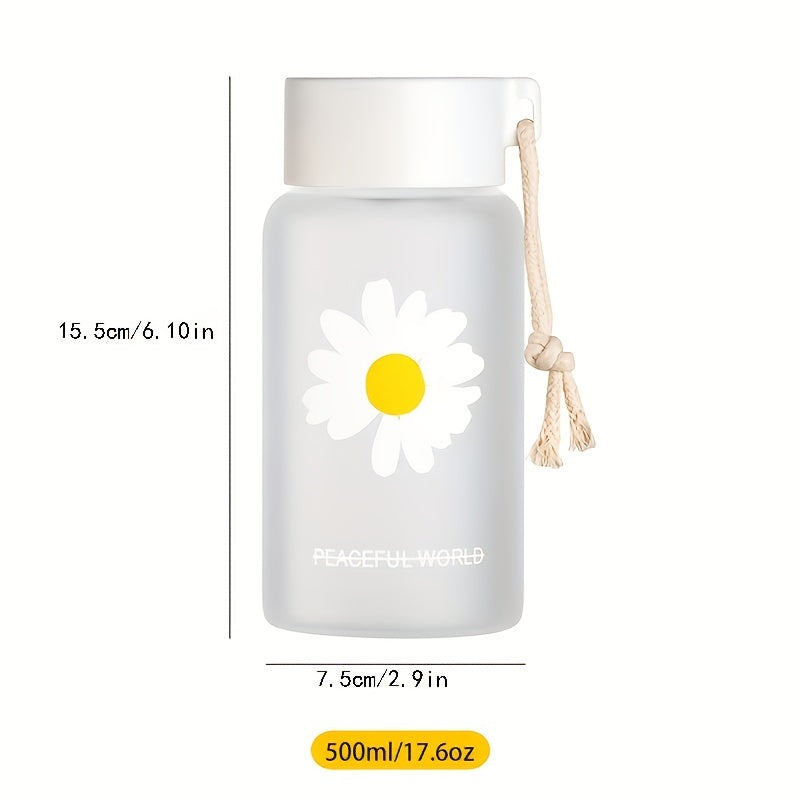1pc Creative Daisy Frosted Plastic Water Bottle - 17.60oz Transparent Gift Bottle for Healthy Hydration