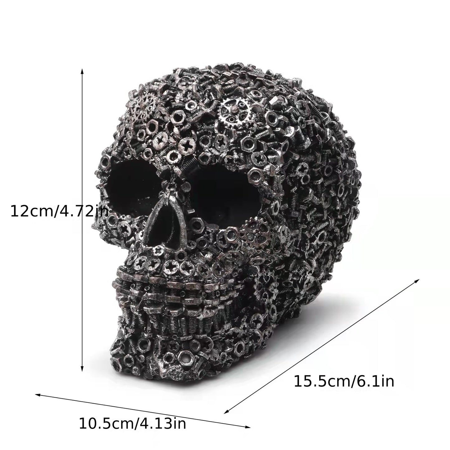 1pc, Resin Screw Gear Mechanical Style Skull Decorative Crafts Ornament Home Decor Statue Halloween Decoration Sculpture Skull Statue