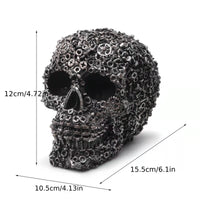 1pc, Resin Screw Gear Mechanical Style Skull Decorative Crafts Ornament Home Decor Statue Halloween Decoration Sculpture Skull Statue