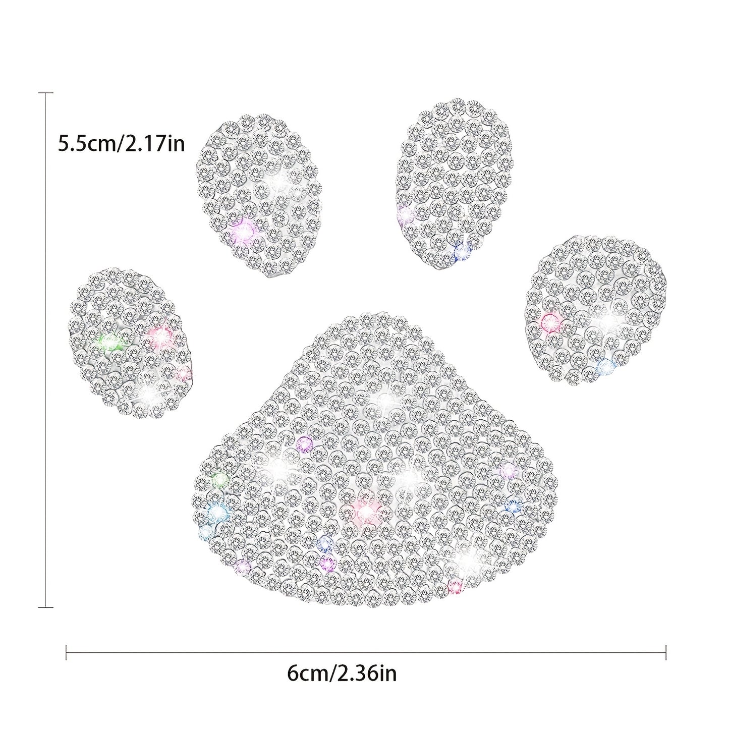 Sparkling Dog Paw Print Rhinestone Car Decal - Multicolor Glass Bling Sticker for Vehicle Interior, Fits Various Models, Cute Car Accessories