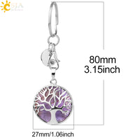 CSJA Luxury Natural Crystal Stone Original Keychain Tree of Life Keychain Lucky Key Ring Car Decor Christmas Women Men G498