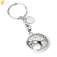 CSJA Luxury Natural Crystal Stone Original Keychain Tree of Life Keychain Lucky Key Ring Car Decor Christmas Women Men G498