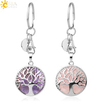 CSJA Luxury Natural Crystal Stone Original Keychain Tree of Life Keychain Lucky Key Ring Car Decor Christmas Women Men G498