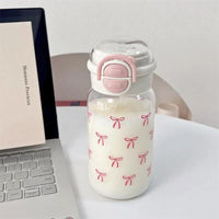 Cute Water Bottle with Straw Portable Plastic Pop-Up Cover Water Cup for Kid Kawaii Bottle Water Leak-Proof Cute Drinking Bottle