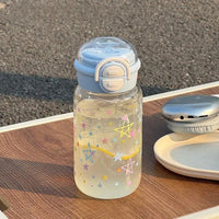 Cute Water Bottle with Straw Portable Plastic Pop-Up Cover Water Cup for Kid Kawaii Bottle Water Leak-Proof Cute Drinking Bottle