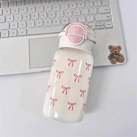 Cute Water Bottle with Straw Portable Plastic Pop-Up Cover Water Cup for Kid Kawaii Bottle Water Leak-Proof Cute Drinking Bottle