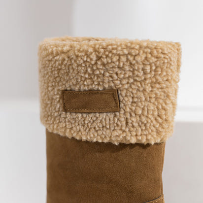 Women's Winter Snow Boots High Quality Anti-Slip Thick Insulated Fleece-Lined Slip-On with Plush Collar & Chunky Rubber Sole for Outdoor Cold Weather, Caramel Brown, Winter Boots