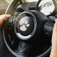 Sparkling Dog Paw Print Rhinestone Car Decal - Multicolor Glass Bling Sticker for Vehicle Interior, Fits Various Models, Cute Car Accessories
