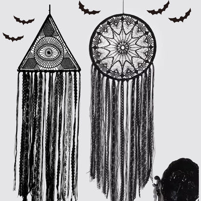 1pc Halloween Dreamcatcher, Black Evil Eye Wall Hanging, Room Garden Dreamcatcher Decoration, Witch Bat Wall Decor, room Decor, home Decor