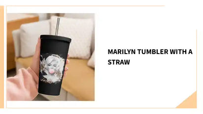 Marilyn tumbler with a straw by@Outfy